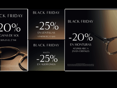 OPTICA2OOO celebra el Black Friday con descuentos de hasta el 25% en gafas, lentillas y audífonos